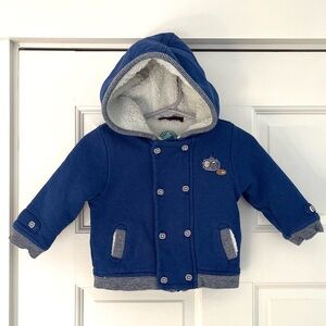 Sergent Major Coat Boys Size 9 months Blue outside with sherpa faux fur interior